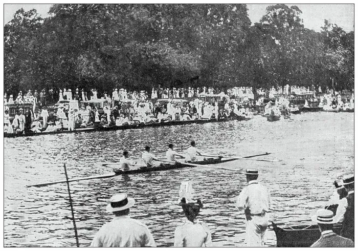 Framed Print : Antique image from British magazine: Henley rowing competition Framed Print : Antique image from British magazine: Henley rowing competition