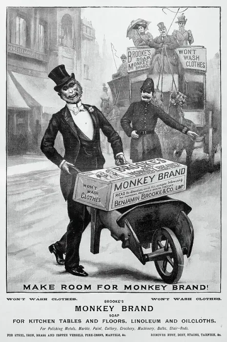 Framed Print : Antique image from British magazine: Monkey Brand Framed Print : Antique image from British magazine: Monkey Brand