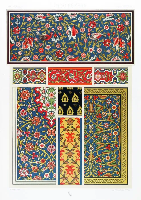 Framed Print : Antique Indo-Persian pattern Manuscripts Decoration by Racinet - Lithograph Framed Print : Antique Indo-Persian pattern Manuscripts Decoration by Racinet - Lithograph