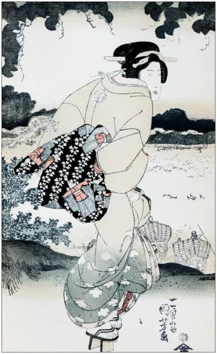 Framed Print : Antique Japanese Illustration: Geisha by Utagawa Kunisada