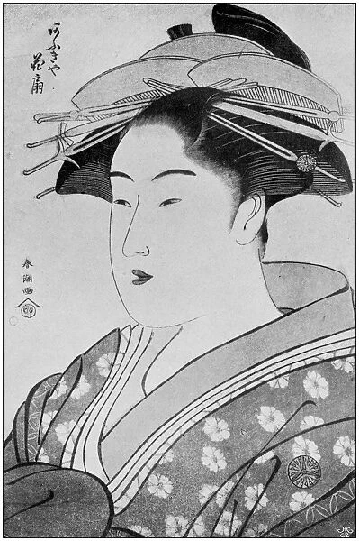 Antique Japanese Illustration: Portrait of Ao-Giya Kwasen by Shuncho