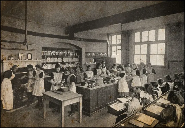 Framed Print : Antique London's photographs: Cooking class Framed Print : Antique London's photographs: Cooking class