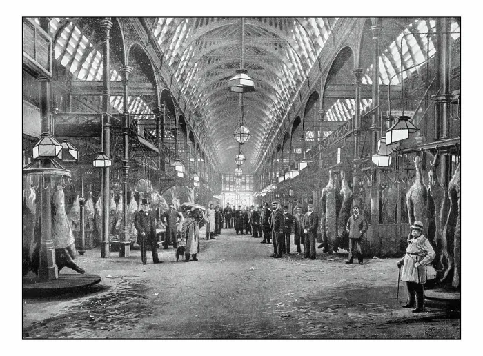 Framed Print : Antique London's photographs: Smithfield meat market Framed Print : Antique London's photographs: Smithfield meat market