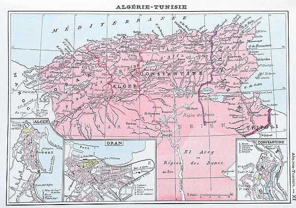 Antique map of Algeria and Tunisia
