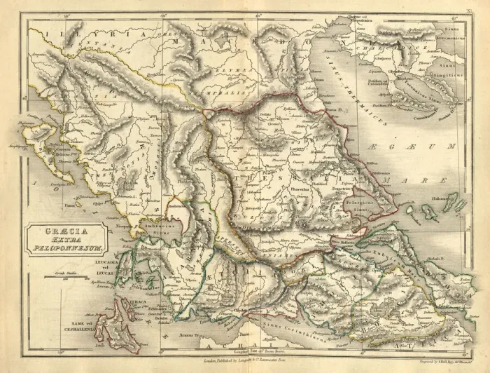 Framed Print : Antique map of Ancient Greece, Graecia extra Peloponnesum, History Framed Print : Antique map of Ancient Greece, Graecia extra Peloponnesum, History