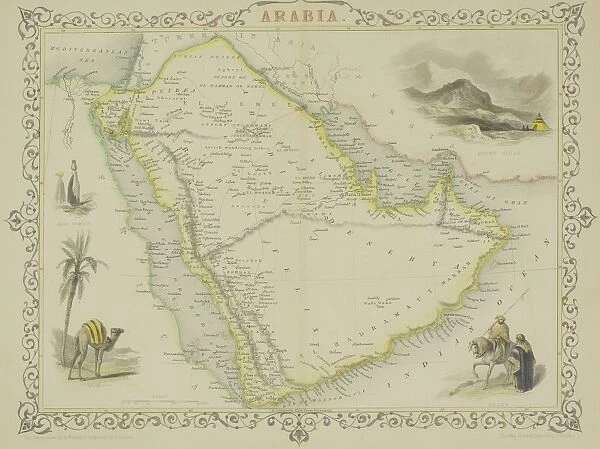 Antique map of Arabia with vignettes