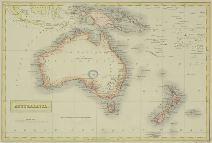 Framed Print : Antique map of Australasia Framed Print : Antique map of Australasia