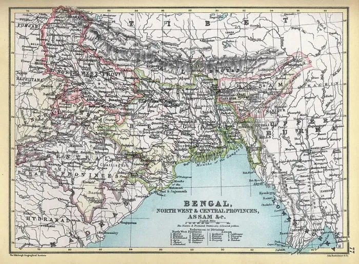 Framed Print : Antique map of Bengal, North West and Central Provinces, Assam, India, 1890s, Victorian 19th Century Framed Print : Antique map of Bengal, North West and Central Provinces, Assam, India, 1890s, Victorian 19th Century