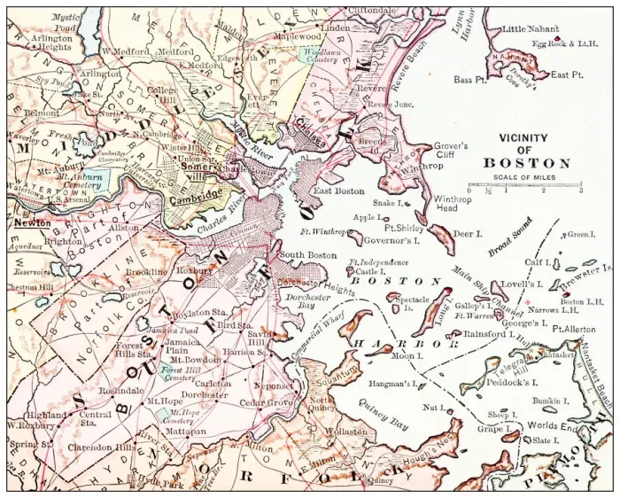 Framed Print : Antique map: Boston