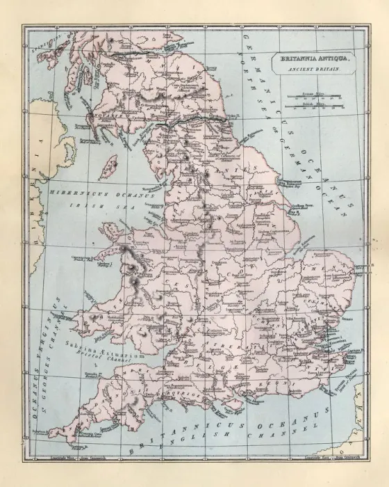 Framed Print : Antique map of Britannia Antiqua, Ancient Britain Framed Print : Antique map of Britannia Antiqua, Ancient Britain