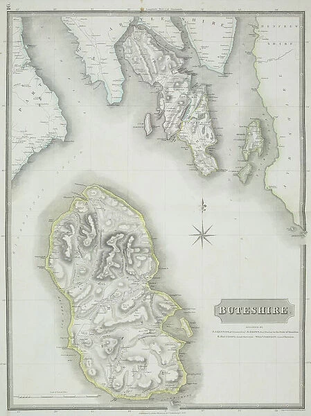 Antique map of Buteshire county in Scotland