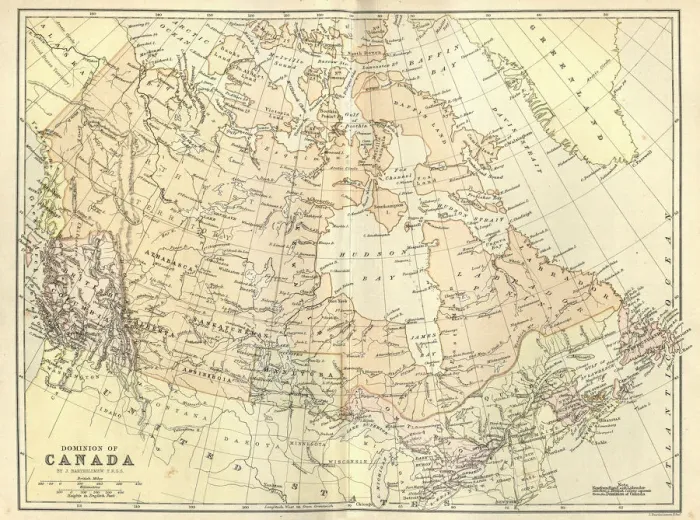Framed Print : Antique map of Canada, 1884, 19th Century Framed Print : Antique map of Canada, 1884, 19th Century