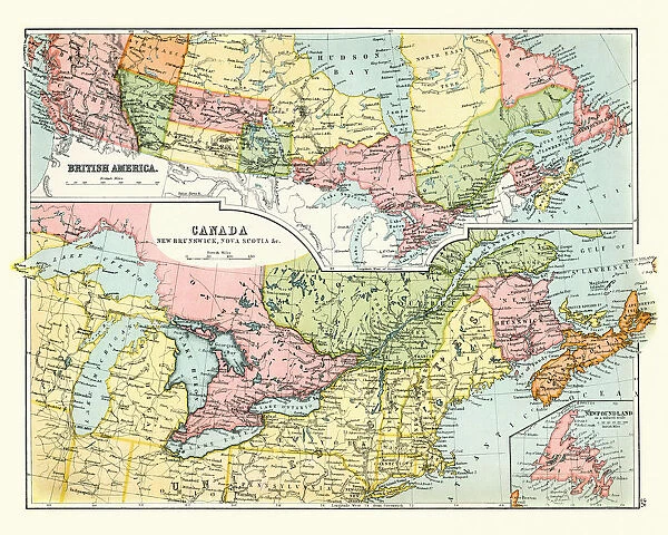 Antique map of Canada, 1897, late 19th Century