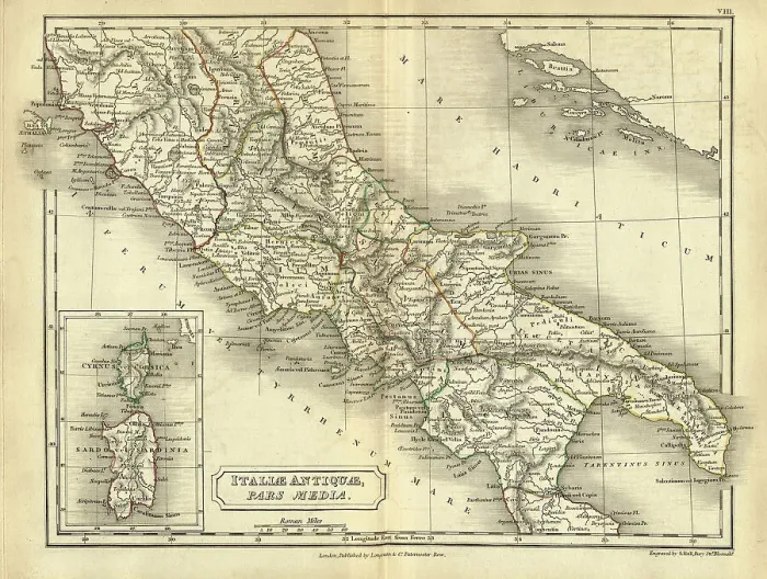 Framed Print : Antique map of Central Italy in Ancient times, Roman, Italiae Antiquae pars media Framed Print : Antique map of Central Italy in Ancient times, Roman, Italiae Antiquae pars media