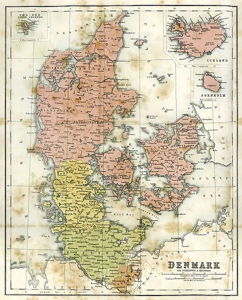 Antique map of Denmark
