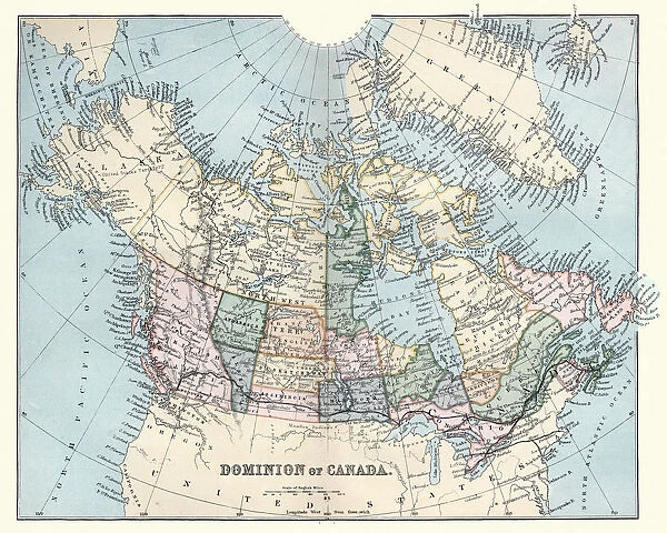 Antique map of Dominion of Canada, 1880s, 19th Century