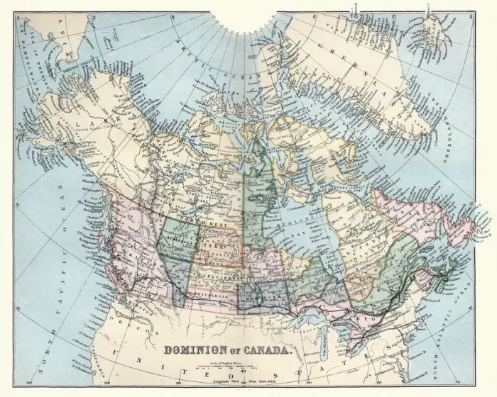 Framed Print : Antique map of Dominion of Canada, 1880s, 19th Century Framed Print : Antique map of Dominion of Canada, 1880s, 19th Century