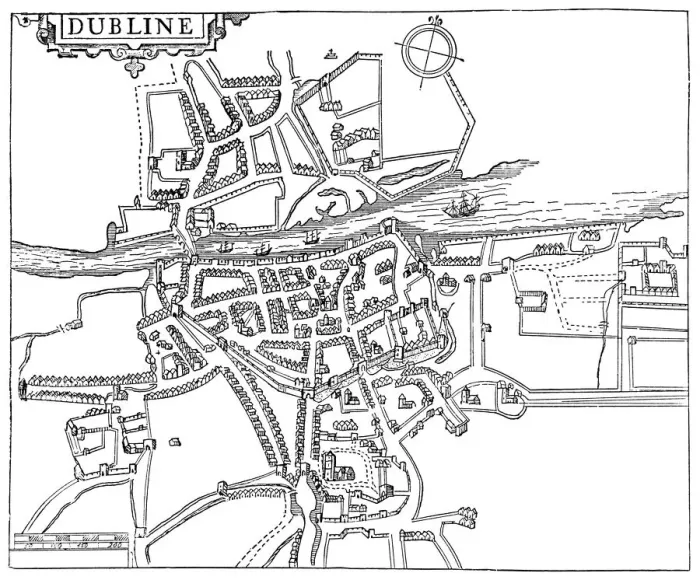 Framed Print : Antique Map of Dublin, Ireland - 17th Century Framed Print : Antique Map of Dublin, Ireland - 17th Century