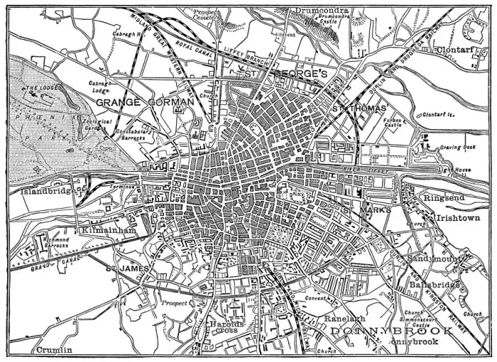 Framed Print : Antique Map of Dublin, Ireland - 19th Century Framed Print : Antique Map of Dublin, Ireland - 19th Century