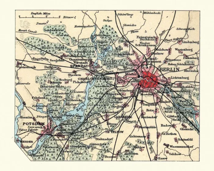 Framed Print : Antique Map of environs of Berlin, Germany, 19th Century Framed Print : Antique Map of environs of Berlin, Germany, 19th Century