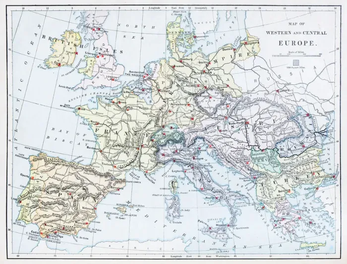 Framed Print : Antique map: Europe Framed Print : Antique map: Europe