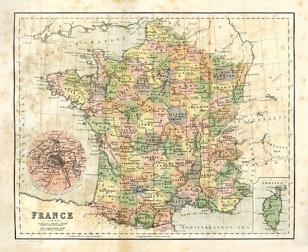 Antique map of France