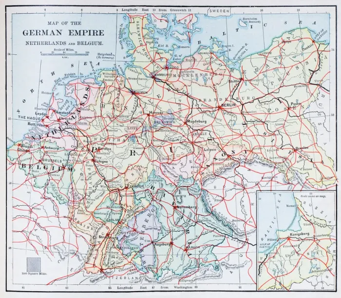 Framed Print : Antique map: German Empire Framed Print : Antique map: German Empire
