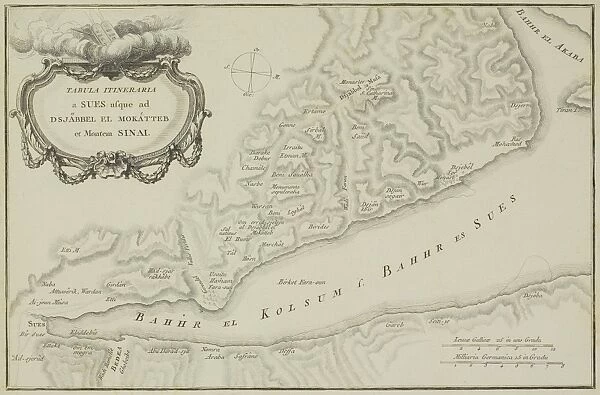 Antique map of the Gulf of Suez and Mount Sinai