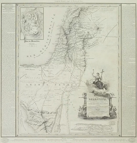 Antique map of the holy land of Sinai peninsula