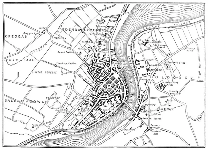 Framed Print : Antique Map of Londonderry, Northern Ireland - 19th Century Framed Print : Antique Map of Londonderry, Northern Ireland - 19th Century