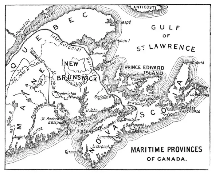 Framed Print : Antique Map of Maritime Provinces of Canada - 19th Century Framed Print : Antique Map of Maritime Provinces of Canada - 19th Century