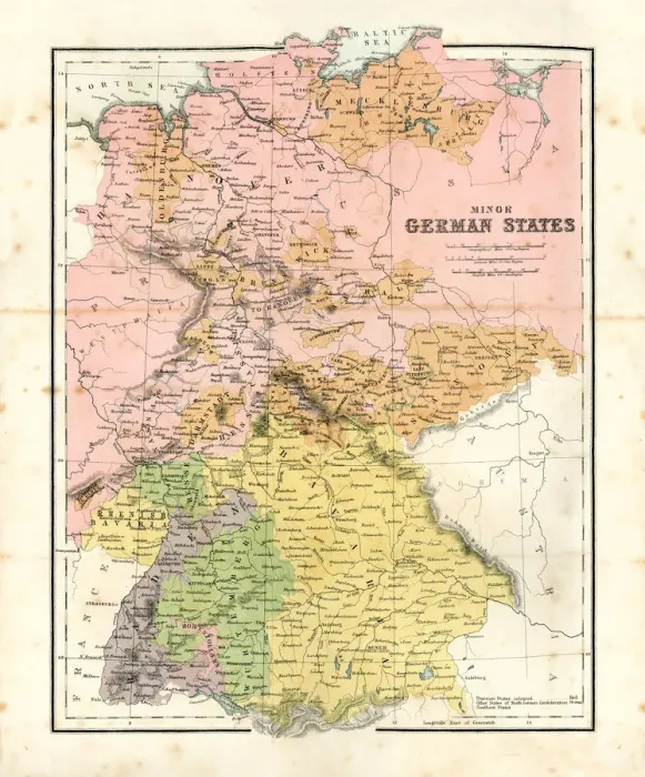 Framed Print : Antique map of Minor German States Framed Print : Antique map of Minor German States