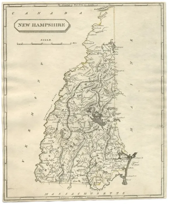 Framed Print : Antique map of New Hampshire USA 19th century 1819 Framed Print : Antique map of New Hampshire USA 19th century 1819