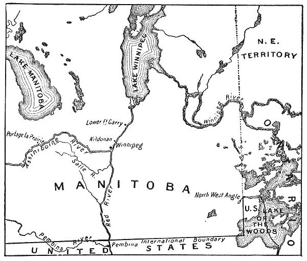 Antique Map of the New Province of Manitoba, Canada - 1870s