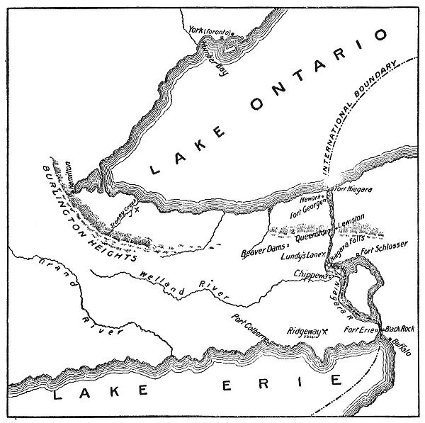 Antique Map of Niagara River Area during the War of 1812 - 19th Century