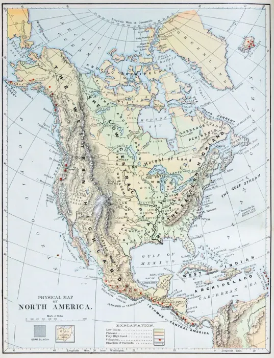 Framed Print : Antique map: North America