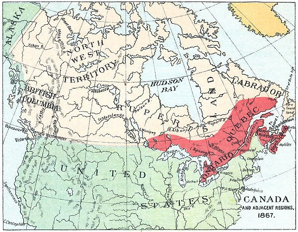 Antique Map of North America at Canadas Confederation - 19th Century