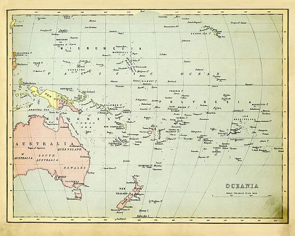 Antique Map of Oceania 1897