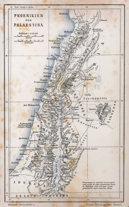 Framed Print : Antique map of Palestine and Phoenicia