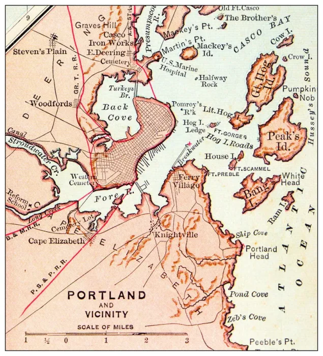 Framed Print : Antique map: Portland Framed Print : Antique map: Portland