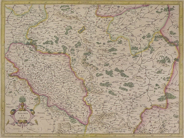 Antique map of present day Poland and Hungary