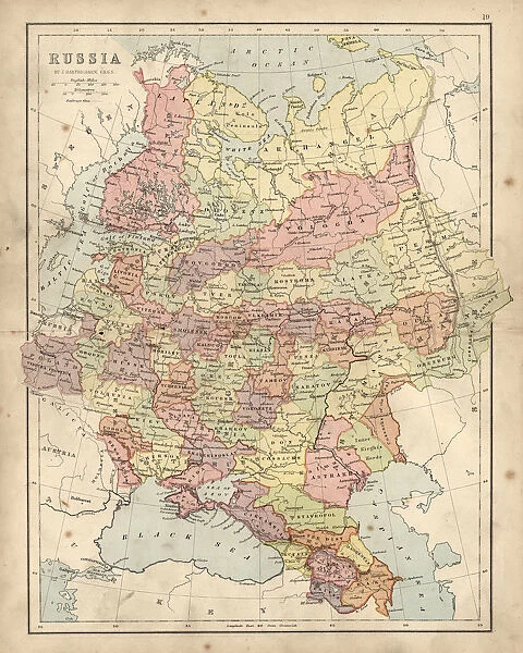 Antique map of Russia 19th Century