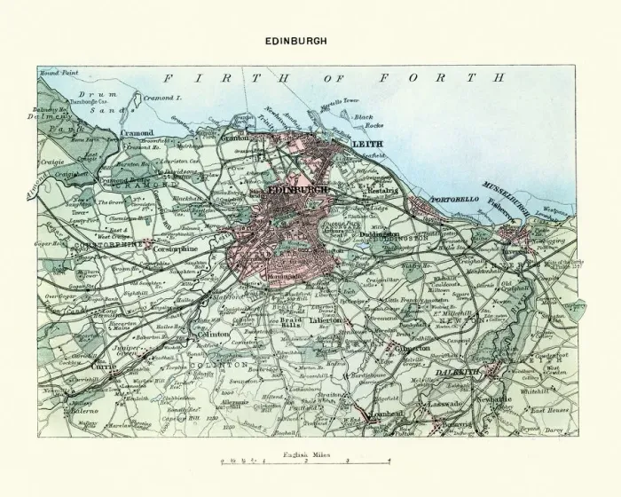 Framed Print : Antique map, Scotland, City of Edinburgh 19th Century Framed Print : Antique map, Scotland, City of Edinburgh 19th Century