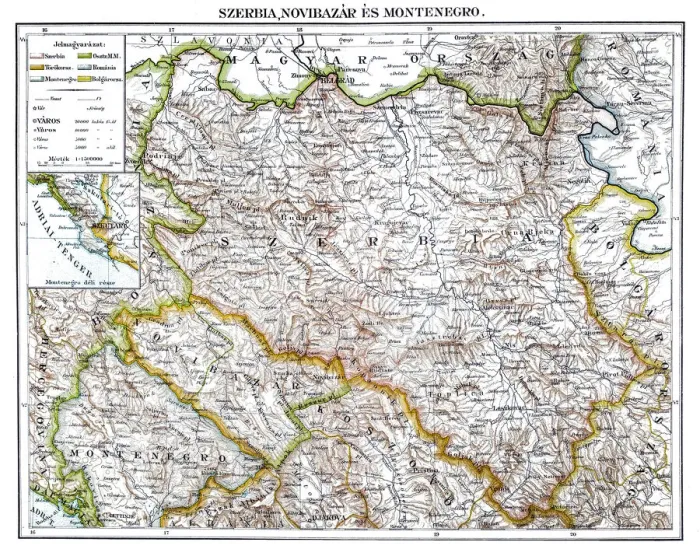 Framed Print : Antique map of Serbia, Novi Pazar and Montenegro Framed Print : Antique map of Serbia, Novi Pazar and Montenegro
