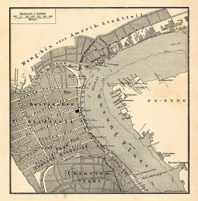 Framed Print : Antique map of Shanghai China 1898 Framed Print : Antique map of Shanghai China 1898