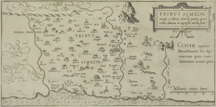 Framed Print : Antique map showing distribution of Simeon tribe in the holy land Framed Print : Antique map showing distribution of Simeon tribe in the holy land
