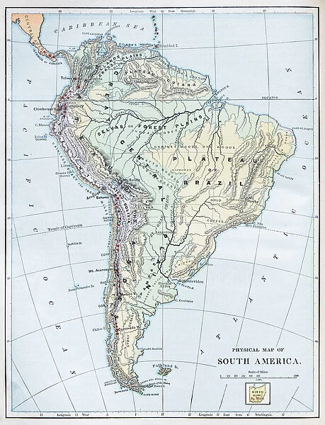 Antique map: South America