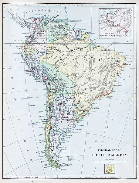 Antique map: South America