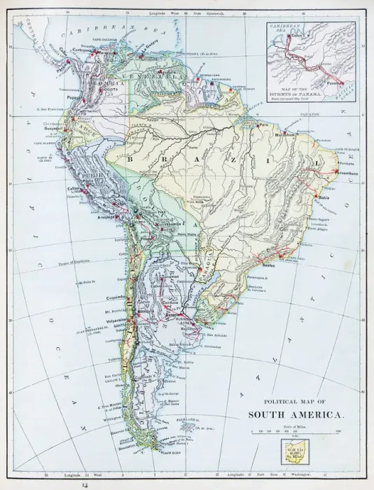 Framed Print : Antique map: South America Framed Print : Antique map: South America