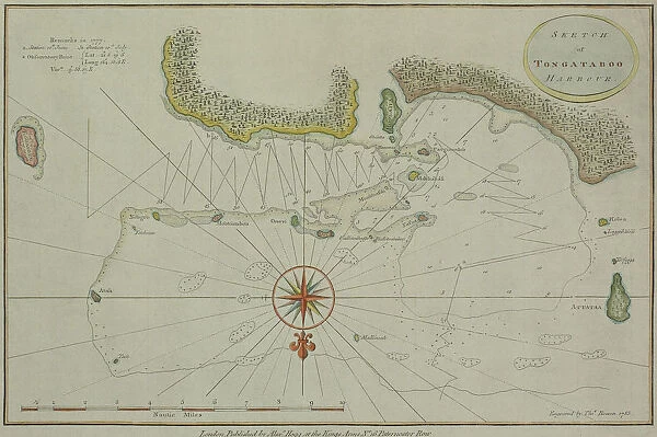 Antique map of Tongataboo in the South Pacific